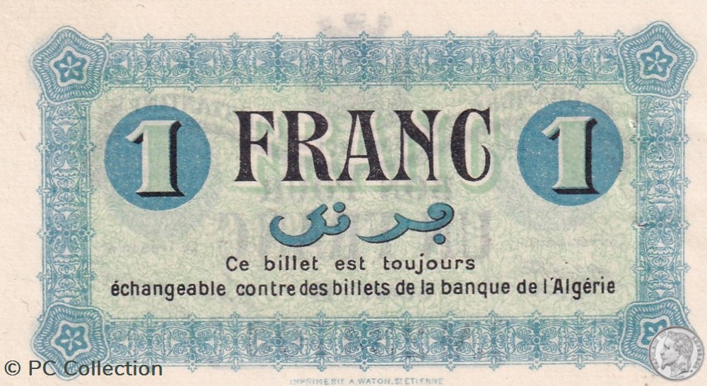 billets afrique algerie 140 4 1 5 1915 constantine 1 franc cdc series b