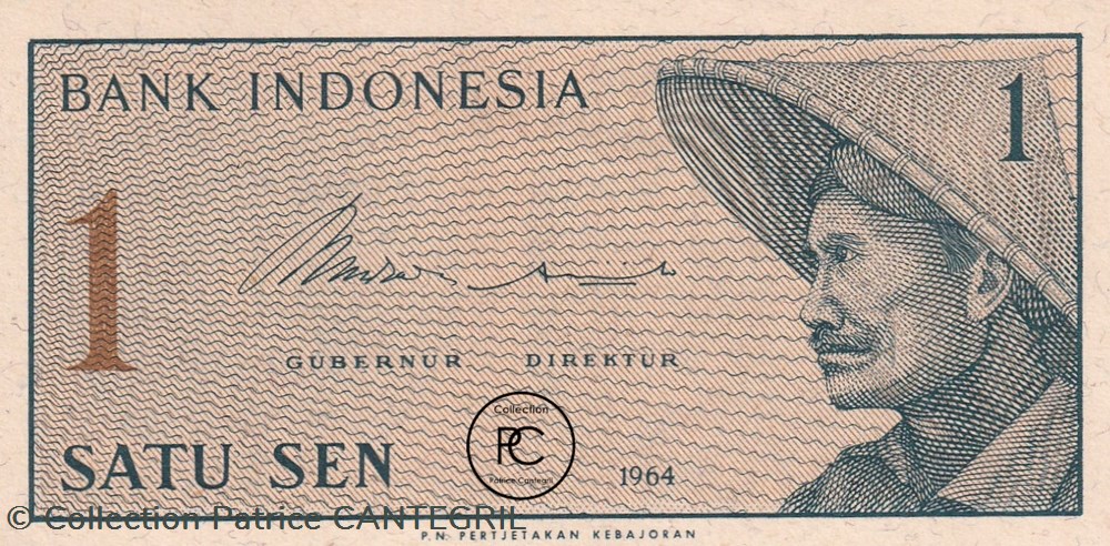 1964 Pick90a 1 Sen indonésien Unc billets asie 1964 pick90a 1 sen indonesien unc