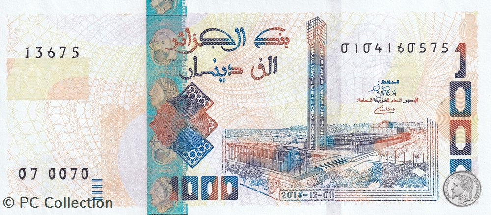 billets afrique 2018 pick146b 1 000 dinar algerien 3 unc