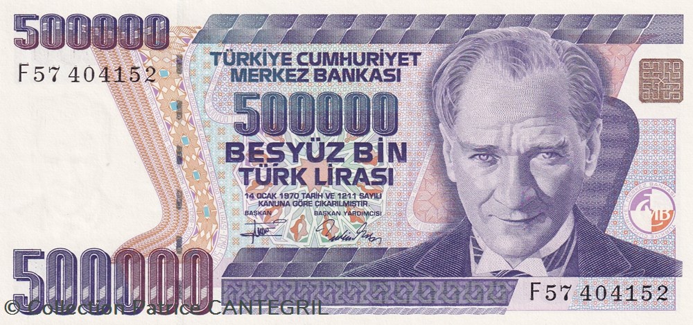 1993 Pick 208c 500.000 Türk Lirası Unc billets asie turquie 1993 pick 208c 500 000 turk liras unc