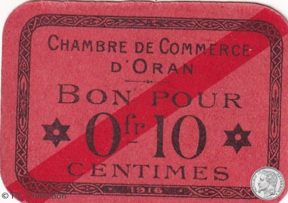 141-49-1916 Oran 10 Cts Cdc billets afrique algerie 141 49 1916 oran 10 cts cdc