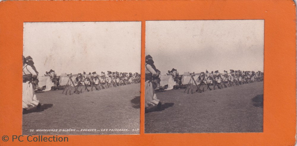 36-Manoeuvres d'Algérie zouaves les faisceaux documents anciens chromos images 36 manoeuvres algerie zouaves les faisceaux