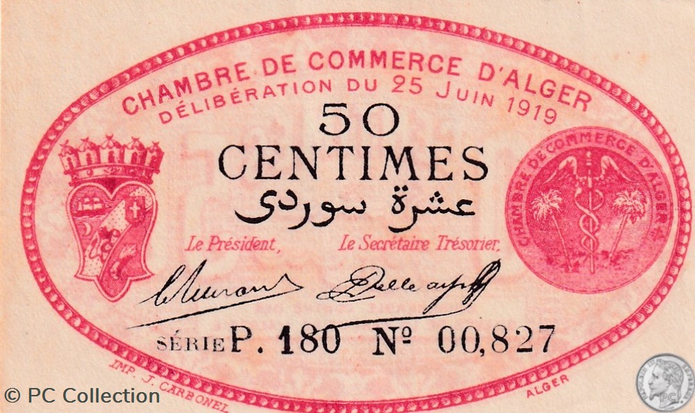 137-11-25/6/1919 Alger 50 cts Cdc.(3) billets afrique algerie 137 11 25 6 1919 alger 50 cts cdc 3