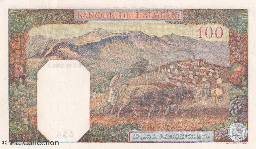 1942 Pick88 100 Franc algérien 558 Unc billets afrique 1942 pick88 100 franc algerien 558 unc