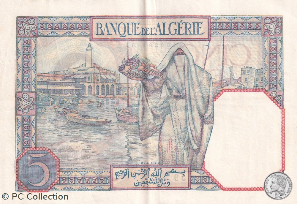 1933 Pick77a 5 Franc algérien Sup billets afrique 1933 pick77a 5 franc algerien sup