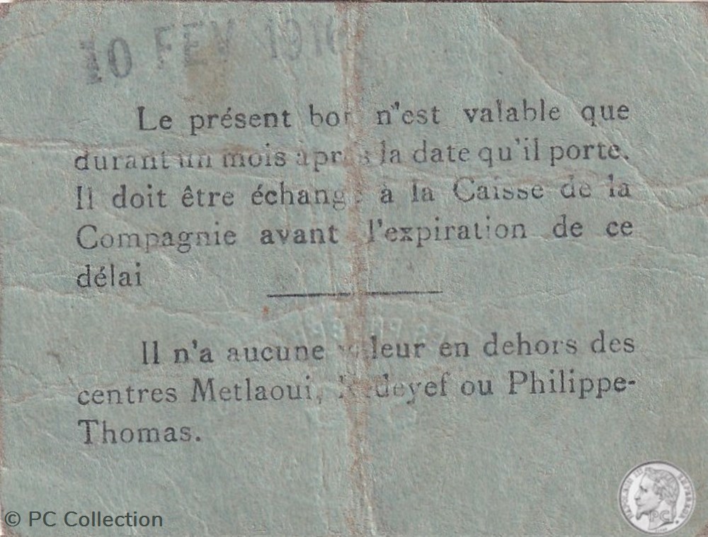 compagnie de GAFSA 1 Franc 1916 billets afrique tunisie compagnie de gafsa 1 franc 1916