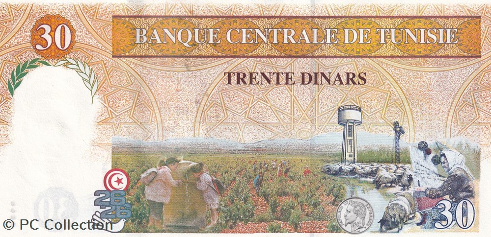 1997 Pick89 30 د.ت - Dinar tunisien Unc (2) billets afrique 1997 pick89 30 dinar tunisien unc 2