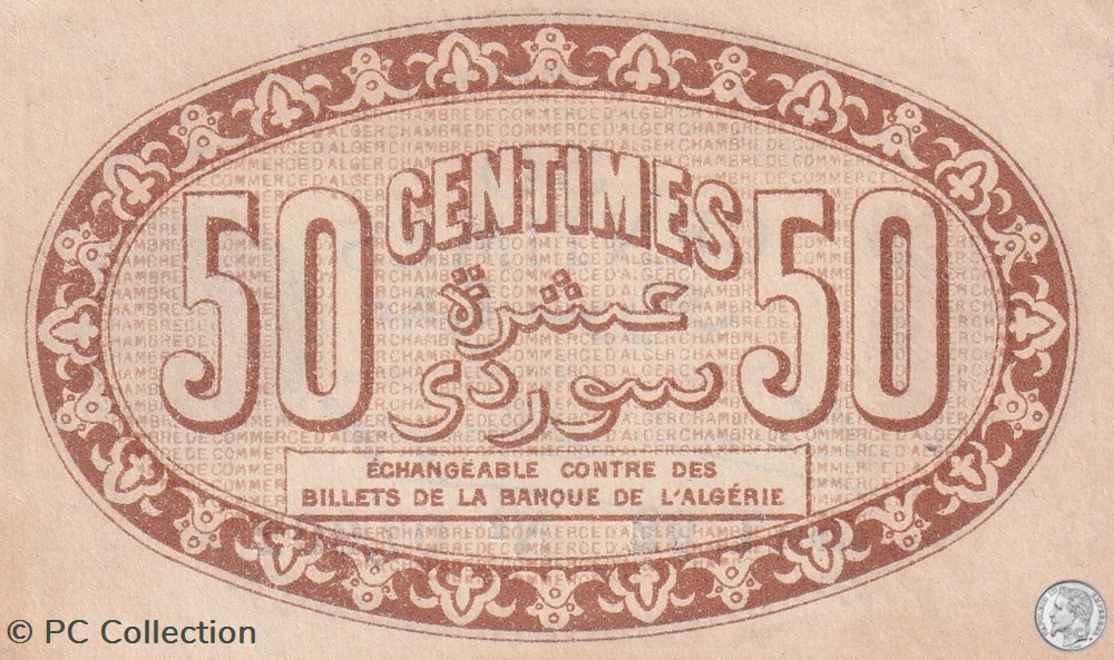 137-9-13/1/1915 Alger 50 cts Cdc.(1) billets afrique algerie 137 9 13 1 1915 alger 50 cts cdc 1