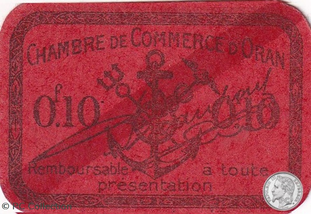 141-47-1916 Oran 10 Cts Cdc billets afrique algerie 141 47 1916 oran 10 cts cdc