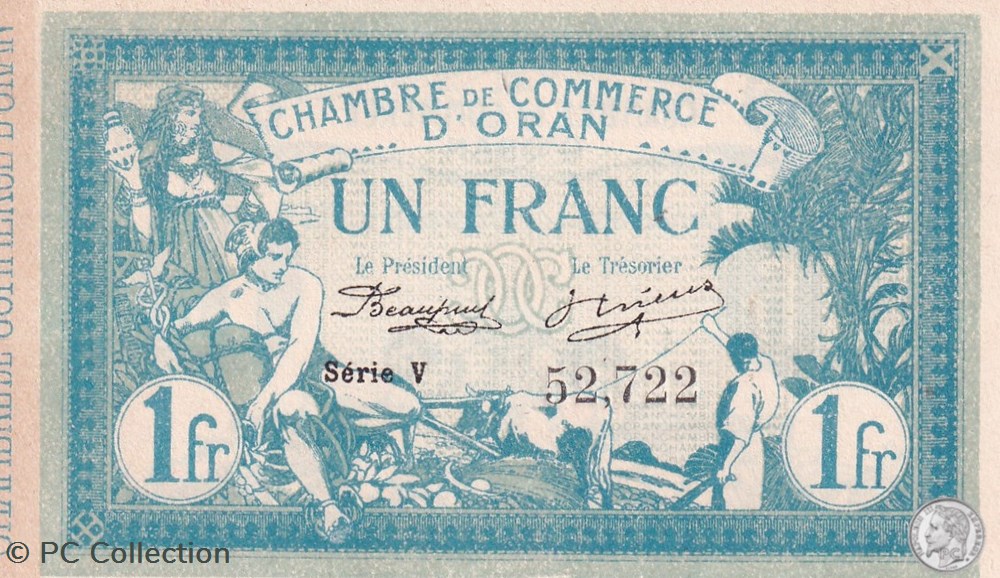 billets afrique algerie 141 8 10 11 1915 oran 1 franc serie v cdc