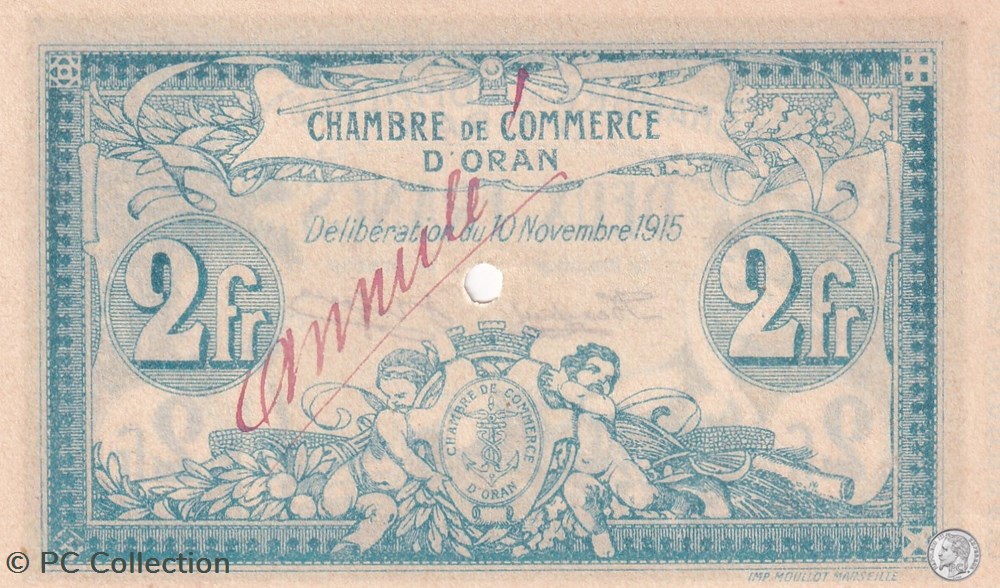 141-18-10/11/1915 Oran 2 Franc annulé Cdc billets afrique algerie 141 18 10 11 1915 oran 2 franc annule cdc