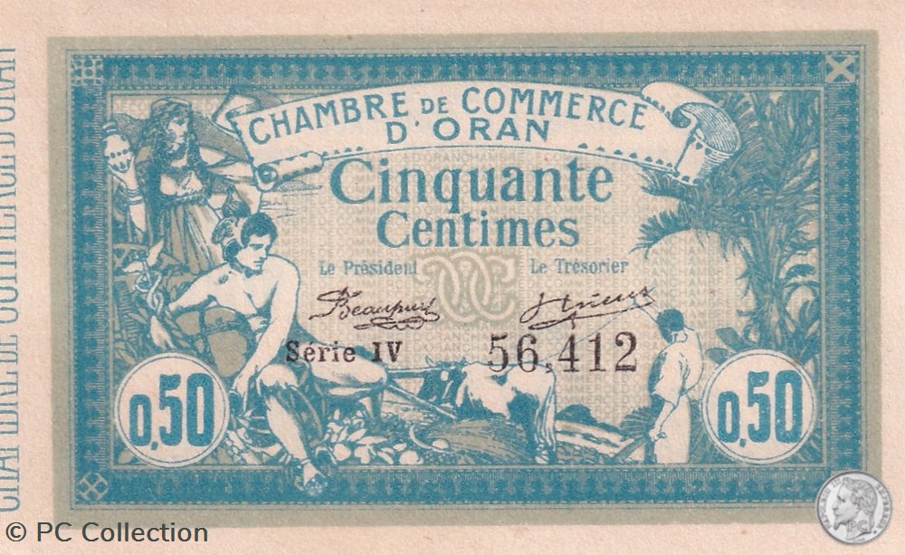 141-4 -10/11/1915 Oran 50 Cts - Série IV - Cdc billets afrique algerie 141 4 10 11 1915 oran 50 cts serie iv cdc
