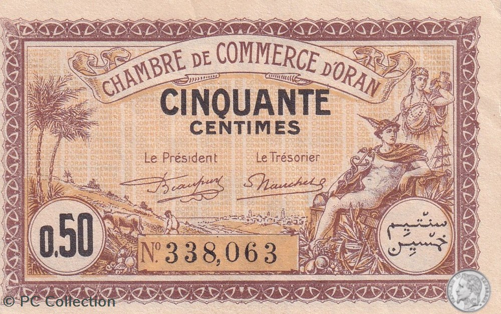 141-31- 18/1/1922 Oran 50 Cts Cdc billets afrique algerie 141 31 18 1 1922 oran 50 cts cdc