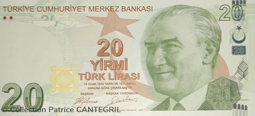 billets asie turquie 2019 pick 224a 20 turk liras turkiye cumhuriyet merkez bankas unc