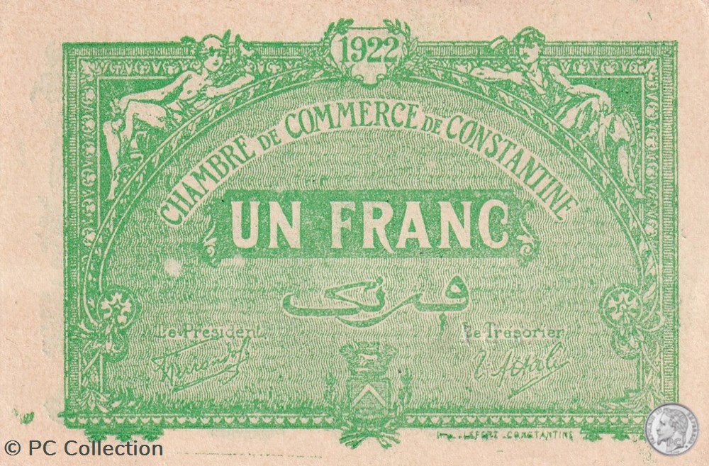 140-34- 12/10/1921 Constantine 1 Franc Cdc Séries B1 billets afrique algerie 140 34 12 10 1921 constantine 1 franc cdc series b1