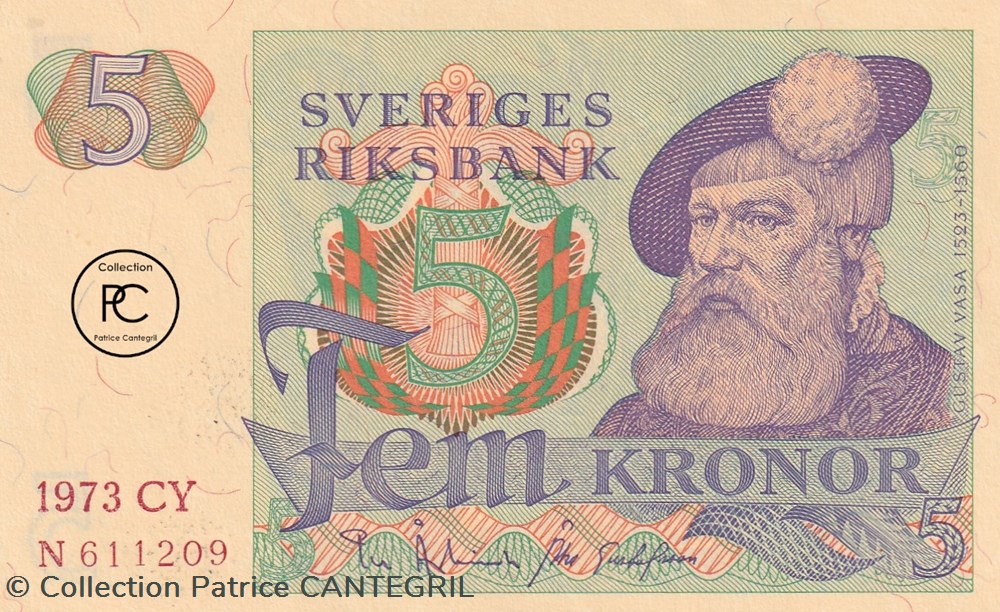 1973 Pick 51c 5 Kronor Sveriges Riksbank Unc billets europe suede 1973 pick 51c 5 kronor sveriges riksbank unc