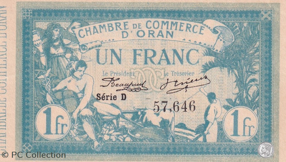 141-2-12/5/1915 Oran 1 Franc Série D Cdc billets afrique algerie 141 2 12 5 1915 oran 1 franc serie d cdc