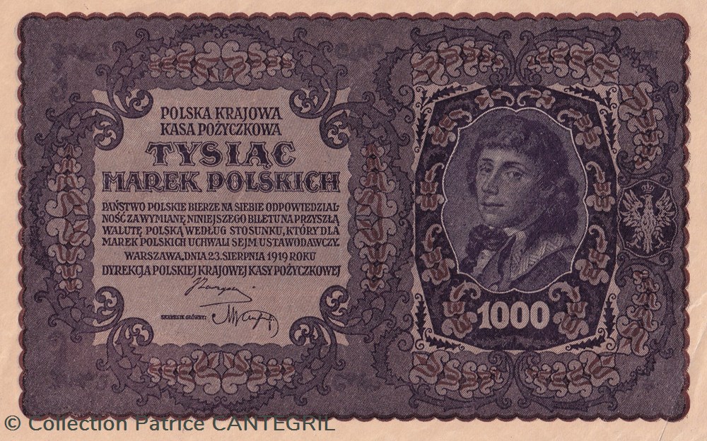 1.000 Marek Polskich Polska Krajowa Kasa Pożyczkowa 23.08.1919 Sup Pick 29(2) billets europe pologne 1 000 marek polskich polska krajowa kasa pozyczkowa 23 08 1919 sup pick 29 2
