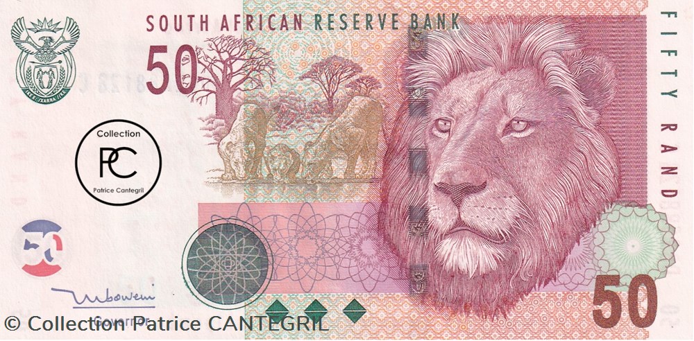 2005 Pick 130a 50 Rand South African Reserve Bank signature: Mboweni Unc billets afrique du sud 2005 pick 130a 50 rand south african reserve bank signature mboweni unc