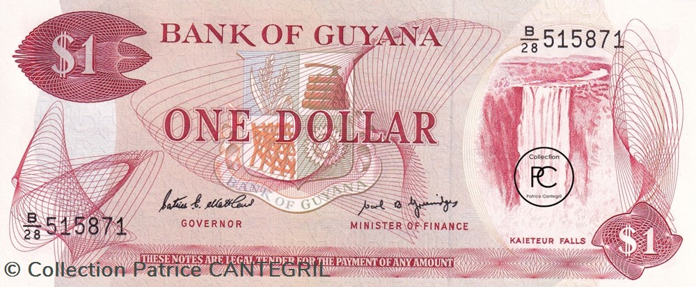 1989 Pick21f 1 $ - Dollar guyanaise Unc billets amerique du sud 1989 pick21f 1 dollar guyanaise unc