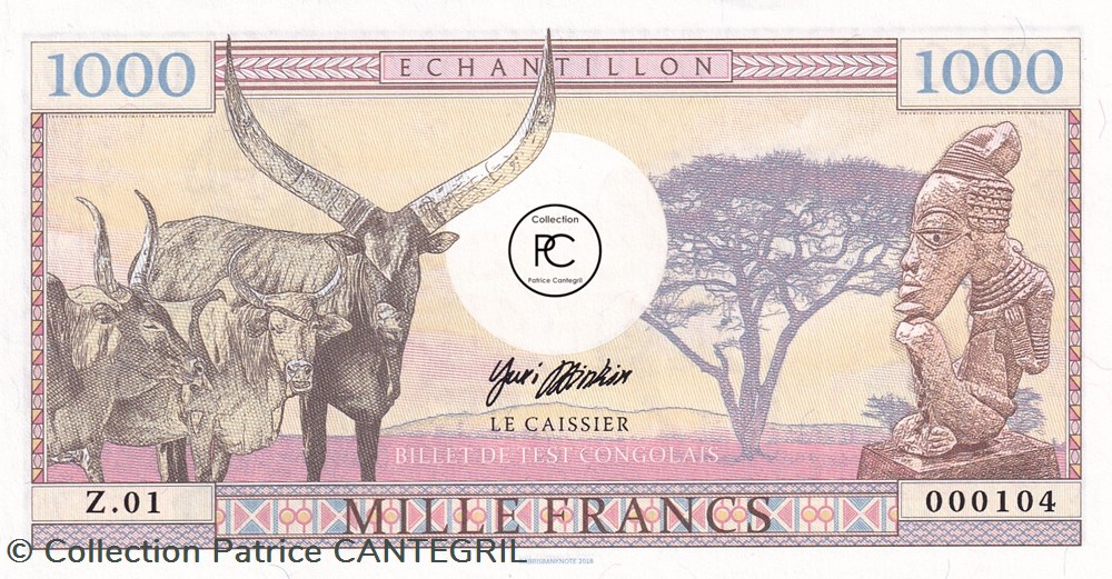 2018 1000 Francs Billet Test Congo Unc billets afrique republique du 2018 1000 francs billet test congo unc