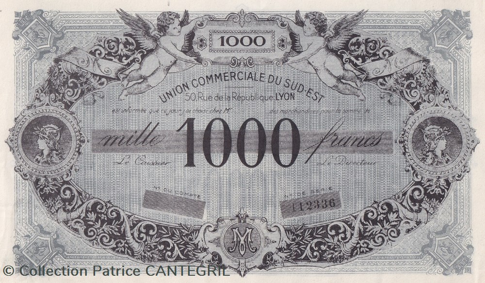 1000 Francs Union Economique du sud est (Lyon) billets 1000 francs union economique du sud est lyon