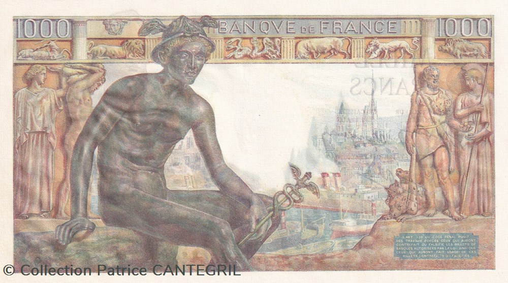 1000 Francs Déesse Demeter 8-4-1943 Neuf billets europe france 1000 francs deesse demeter 8 4 1943 neuf