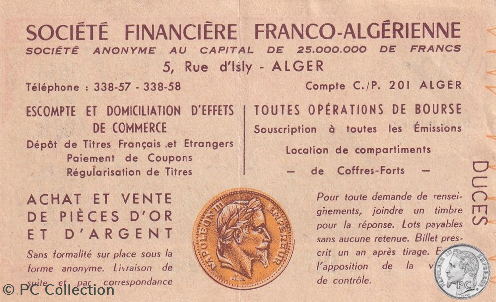 1954 Loterie Franco Algérienne 1/10 éme 32 éme Tranche (2) billets afrique 1954 loterie franco algerienne 1 10 eme 32 eme tranche 2