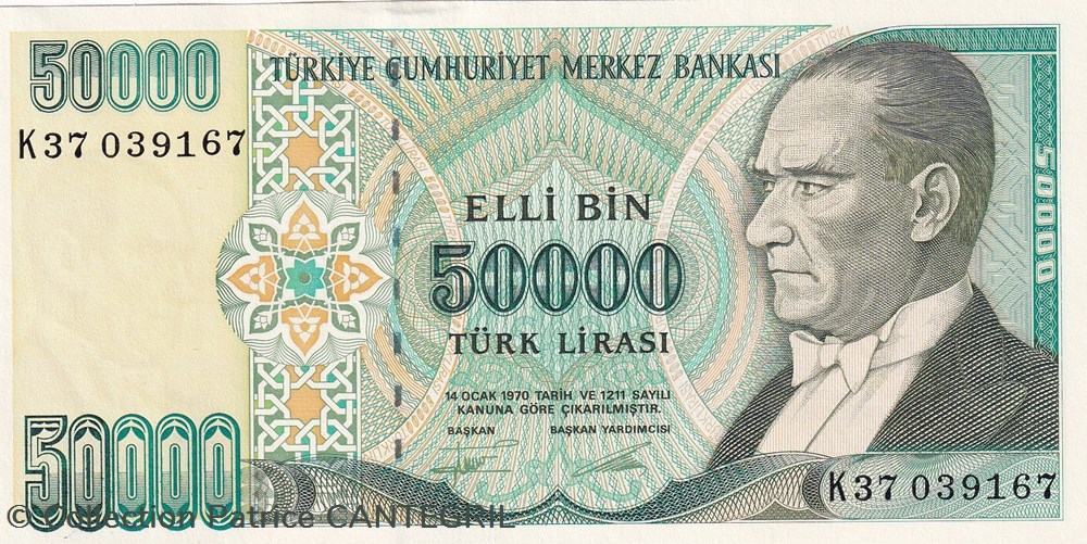 1995 Pick 204 50.000 Türk Lirası Unc billets asie turquie 1995 pick 204 50 000 turk liras unc