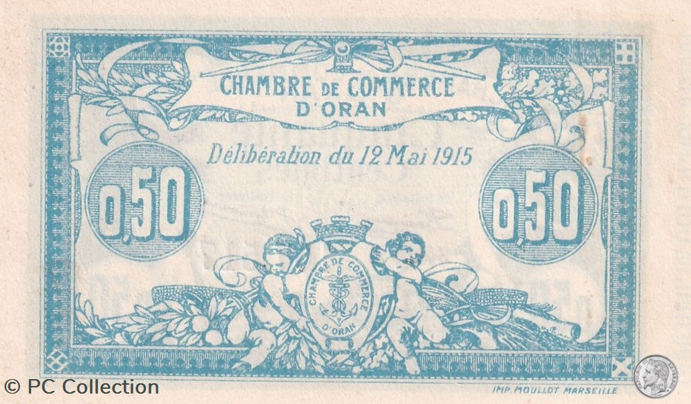 billets afrique algerie 141 1 12 5 1915 oran 50 cts serie e cdc