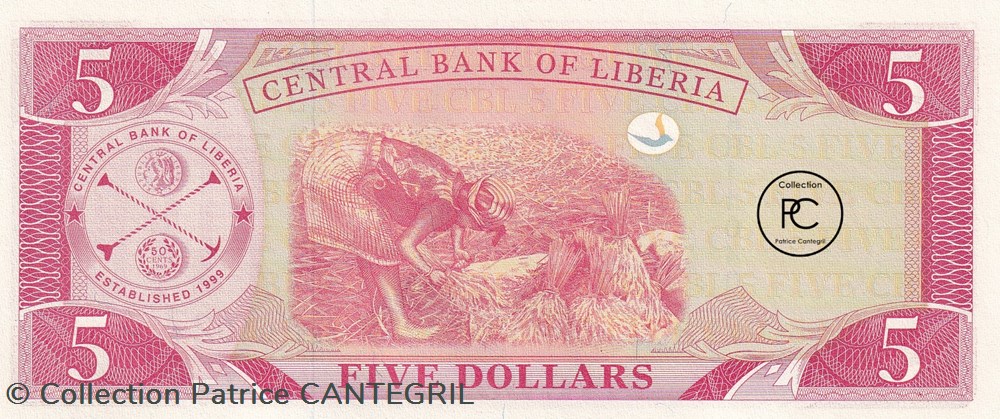 2006 Pick26c 5 $ - Dollar libérien Unc billets afrique liberia 2006 pick26c 5 dollar liberien unc