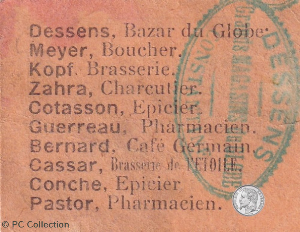 1914-1920 // ALGERIE // VILLE DE CONSTANTINE // DESSENS-GRANDS MAGASINS DU GLOBE // 10 Centimes billets afrique 1914 1920 algerie ville de constantine dessens grands magasins du globe 10 centimes