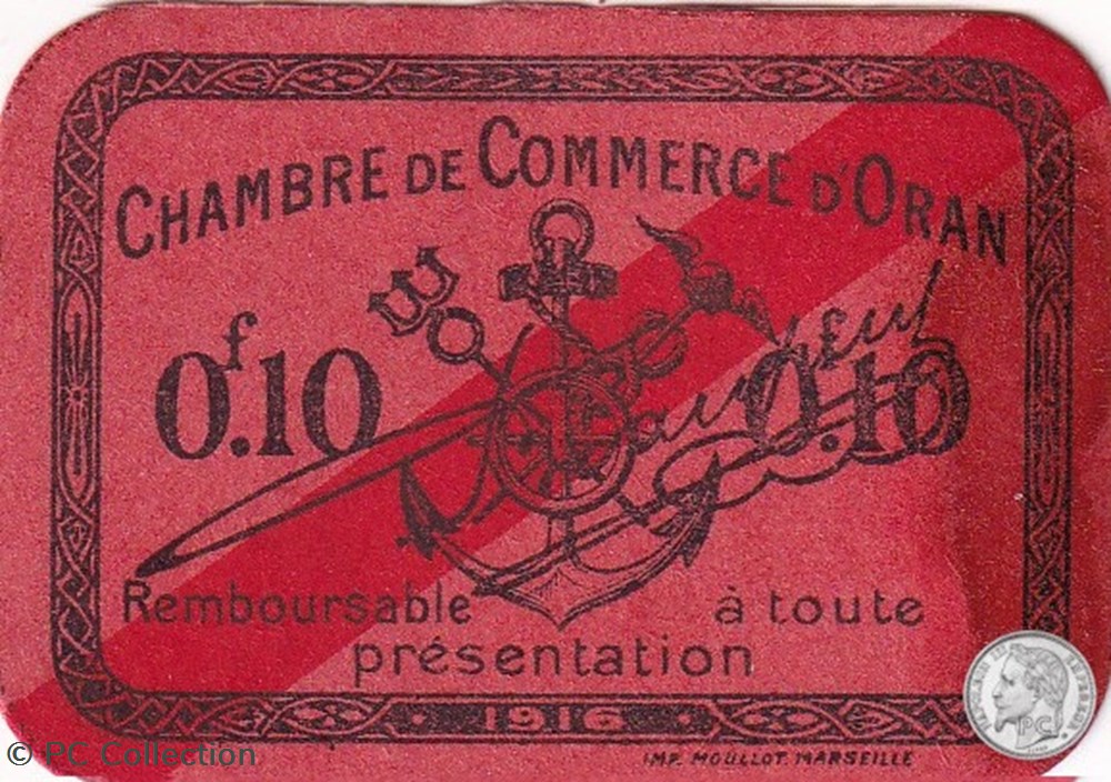 141-49-1916 Oran 10 Cts Cdc billets afrique algerie 141 49 1916 oran 10 cts cdc