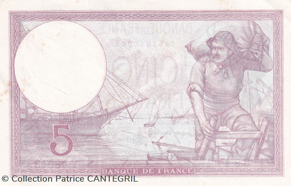 1939 Pick 83 5 Francs Rose Unc billets europe france 1939 pick 83 5 francs rose unc