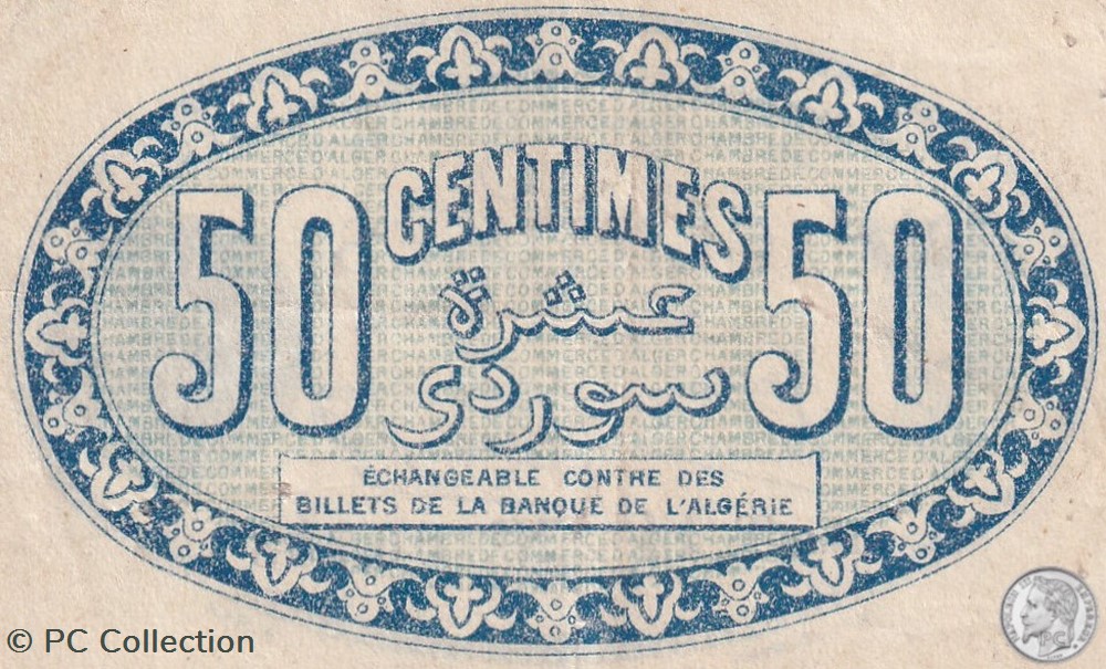 137-8-13/1/1915 Alger 50 cts Cdc. (5) billets afrique algerie 137 8 13 1 1915 alger 50 cts cdc 5
