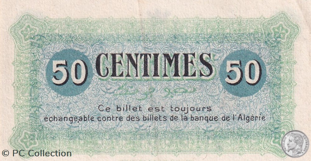 billets afrique algerie 140 3 1 5 1915 constantine 50 cts cdc series b