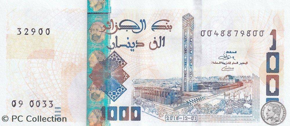 billets afrique 2018 pick146a 1 000 dinar algerien 5 unc