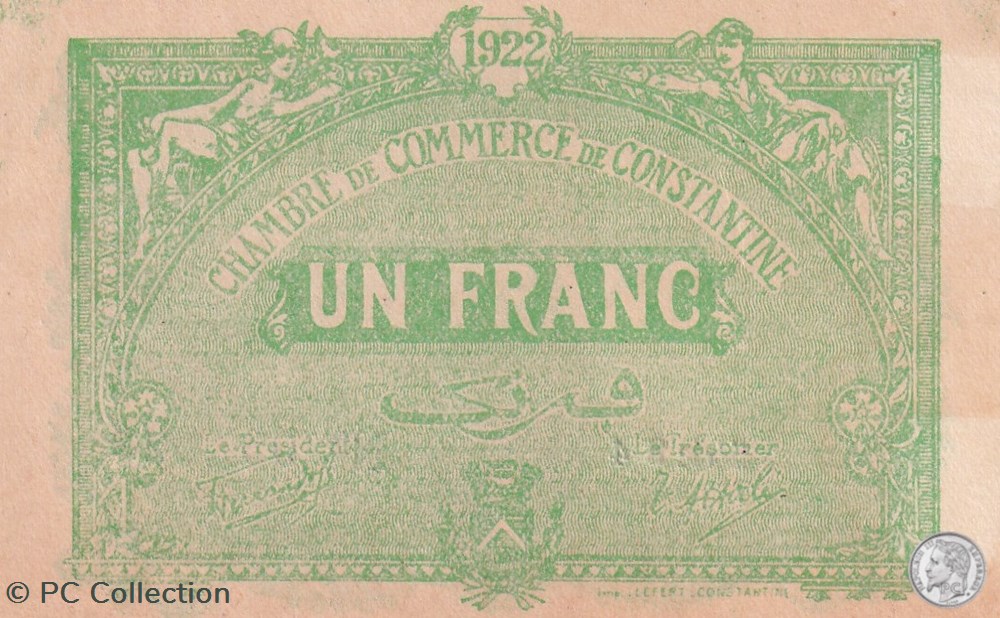 140-34- 12/10/1921 Constantine 1 Franc Cdc Séries B4 billets afrique algerie 140 34 12 10 1921 constantine 1 franc cdc series b4