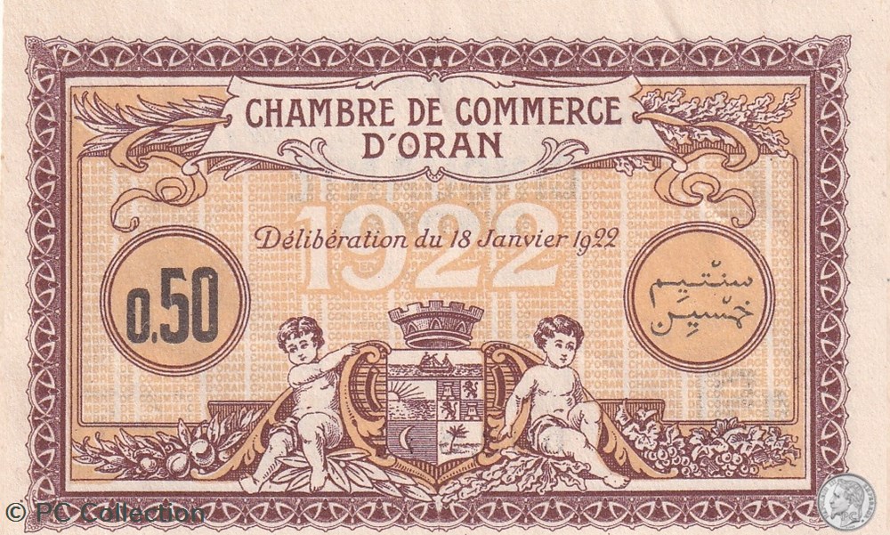 141-31- 18/1/1922 Oran 50 Cts Cdc billets afrique algerie 141 31 18 1 1922 oran 50 cts cdc