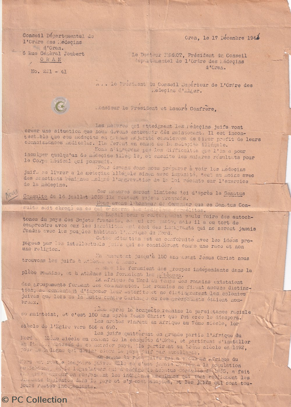 Conseil Départemental Ordres des Médecins d'Oran Algérie documents anciens conseil departemental ordres des medecins oran algerie