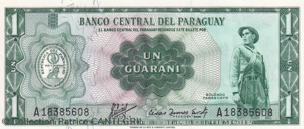 1 Guaraní Banco Central del Paraguay L. 25.03.1952 (1963) Unc Pick 193a(2) billets amerique du sud 1 guarani banco central del paraguay l 25 03 1952 1963 unc pick 193a 2