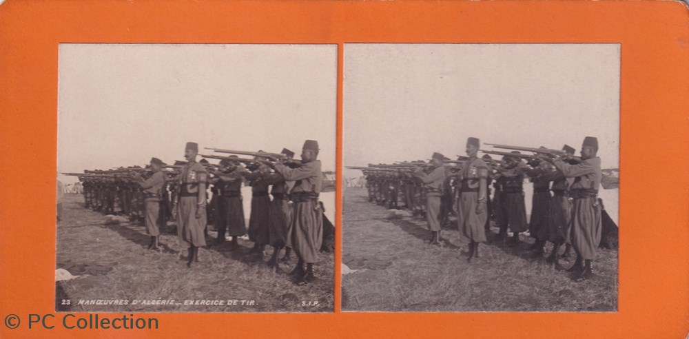 23-Manoevres d'Algérie exercice de tir documents anciens chromos images 23 manoevres algerie exercice de tir