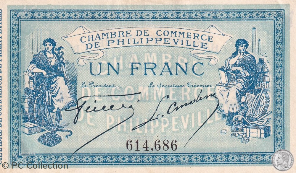 billets afrique algerie 142 6 10 11 1914 philippeville 1 franc cdc
