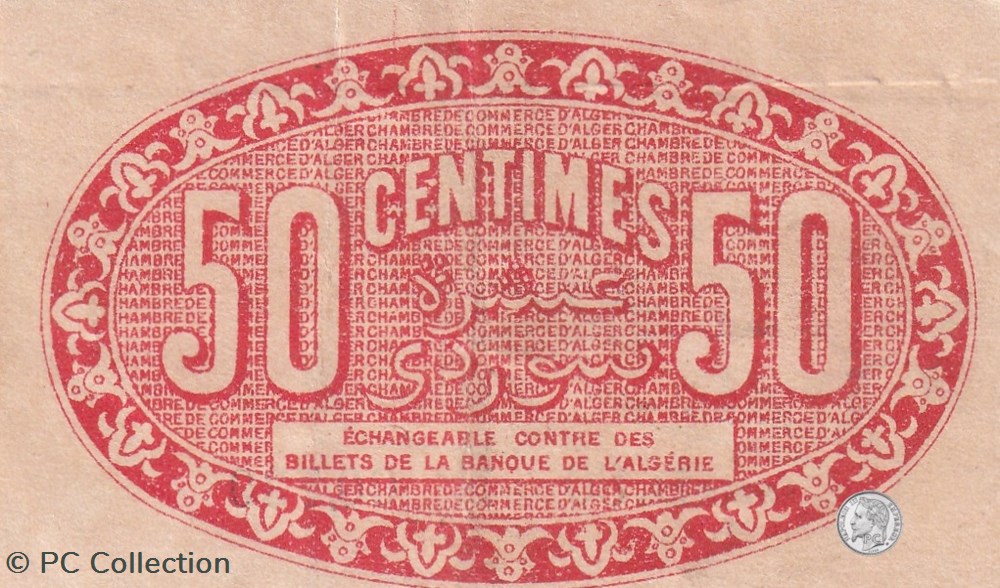 billets afrique algerie 137 25 31 1 1923 alger 50 cts cdc 2