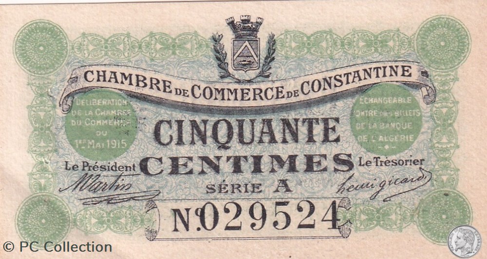 140-2- 1/5/1915 Constantine 1 Franc Cdc Séries A billets afrique algerie 140 2 1 5 1915 constantine 1 franc cdc series a