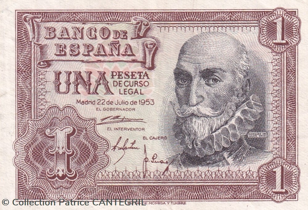 1953 Pick 144 1 Peseta Banco de España Unc billets europe espagne 1953 pick 144 1 peseta banco de espana unc