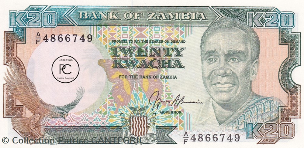 1989 Pick32b 20 ZK - Kwacha zambien Unc billets afrique 1989 pick32b 20 zk kwacha zambien unc