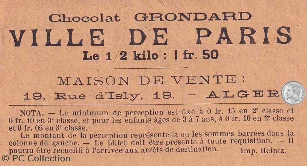 Ticket Tramway D'Alger Début XXe "Tramways / Chemins De Fer Sur Routes D'Algérie documents anciens titres transport ticket tramway alger debut xxe tramways chemins de fer sur routes algerie