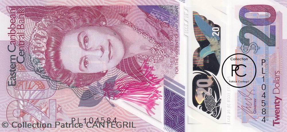 2019 Pick57a 20 EC$ - Dollar des Caraïbes orientales Unc billets amerique centrale et 2019 pick57a 20 ec dollar des caraibes orientales unc