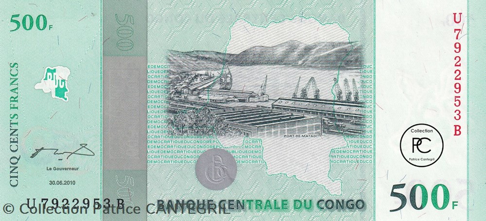 2010 Pick100a 500 FC - Franc congolais Unc billets afrique republique du 2010 pick100a 500 fc franc congolais unc